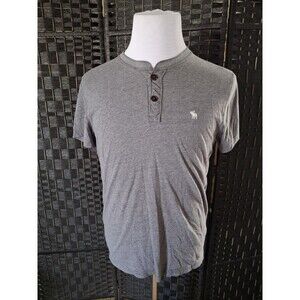 Abercrombie & Fitch Henley Shirt Mens Medium Gray Y2k Vintage White Moose